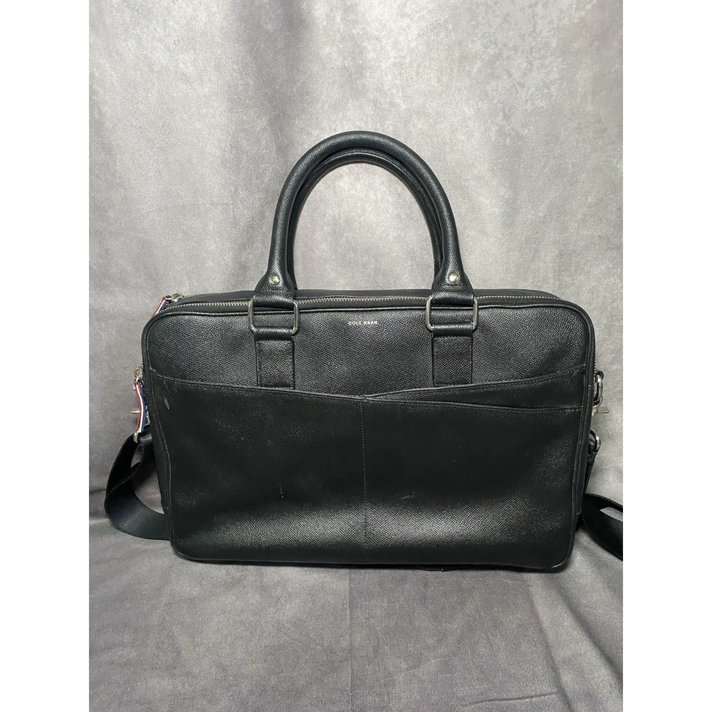 Cole Haan Black Pebbled Leather Briefcase Laptop Bag American Airlines